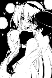 Rule 34 | 1boy, 1girl, ^ ^, android, aoi toori, ass, blush, grabbing another&#039;s breast, breasts, closed eyes, earrings, closed eyes, grabbing, greyscale, grin, headset, heart, hetero, hisame genta, horizon ariadust, jewelry, kyoukaisenjou no horizon, large breasts, long hair, monochrome, nipples, saliva, scar, sex, short hair, smile, sweat, tears