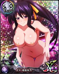 Rule 34 | 1girl, breasts, card (medium), cleft of venus, high school dxd, himejima akeno, large breasts, long hair, nude, nude filter, ponytail, pussy, third-party edit, uncensored