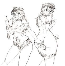 Rule 34 | 2futa, absurdres, anus, ass, ass grab, back, breasts, clothes pull, covered erect nipples, crop top, cuffs, erection, final fight, futanari, grabbing own breast, handcuffs, hat, highres, large breasts, medium breasts, middle finger, multiple futa, newhalf, nipples, open fly, peaked cap, penis, poison (final fight), precum, roxy (final fight), short shorts, shorts, shorts pull, sketch, street fighter, sweat, testicles, unzipped