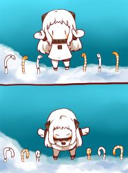 Rule 34 | 10s, 1girl, 2koma, abyssal ship, ahoge, blush stickers, bowing, chibi, colored skin, comic, dress, eel, horns, kantai collection, kobone, long hair, looking at viewer, mittens, northern ocean princess, silent comic, snake, white dress, white hair, white skin, | |