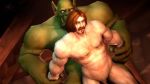 Rule 34 | 2boys, 3d, anal, animated, bara, beard, body hair, colored skin, facial hair, green skin, interspecies, male focus, male penetrated, multiple boys, nude, orc, pectorals, restrained, sex, size difference, source filmmaker (medium), tagme, video, yaoi