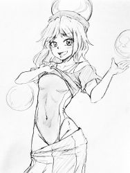 Rule 34 | 1girl, breasts, chain, commentary request, competition swimsuit, covered navel, d-m (dii emu), earth (ornament), greyscale, hecatia lapislazuli, looking at viewer, monochrome, moon (ornament), off-shoulder shirt, off shoulder, one-piece swimsuit, open mouth, shirt, skirt, small breasts, swimsuit, swimsuit under clothes, t-shirt, touhou, traditional media, v-shaped eyebrows