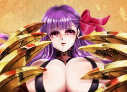 Rule 34 | 10s, 1girl, blood, breasts, claws, fate/extra, fate/extra ccc, fate (series), hair ribbon, huge breasts, long hair, passionlip (fate), pink eyes, purple eyes, purple hair, ribbon, solo, swallowtail-0507