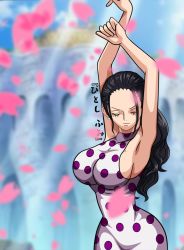 Rule 34 | 1girl, black hair, breasts, cleavage, dress, highres, large breasts, long dress, long hair, one piece, solo, viola (one piece)