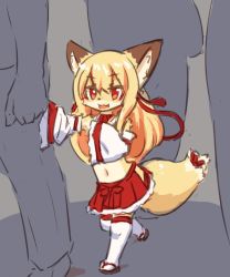 Rule 34 | blonde hair, fox, furry, japanese clothes, long hair, ohakotome, open mouth, red eyes