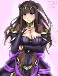Rule 34 | 1girl, absurdres, arm under breasts, black hair, blunt bangs, bodystocking, bow, breasts, bridal veil, bride, circlet, cleavage, covered navel, cowboy shot, crying, crying with eyes open, dress, elbow gloves, fire emblem, fire emblem heroes, geazs, gloves, grey eyes, hand on own chest, highres, jewelry, large breasts, married, necklace, nintendo, official alternate costume, pelvic curtain, purple bow, ring, skin tight, smile, solo, strapless, strapless dress, tears, tharja (fire emblem), tiara, two side up, veil, wedding, wedding band, wedding dress