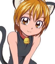 Rule 34 | 00s, 1girl, :3, animal costume, animal ears, blush, brown eyes, brown hair, cat ears, cat tail, eyelashes, futari wa precure, happy, looking at viewer, misumi nagisa, oimanji, precure, short hair, simple background, sketch, smile, solo, tail, white background