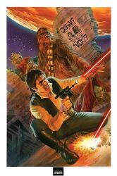 Rule 34 | 3boys, alex ross, boots, border, character request, chewbacca, commentary, english commentary, gun, han solo, holding, holding gun, holding weapon, laser, male focus, multiple boys, outdoors, planet, science fiction, star wars, wanted, weapon, white border