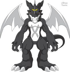 Rule 34 | claws, digimon, digimon (creature), muscular, tail, wings, xv-mon (black)