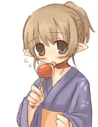 Rule 34 | 7010, brown eyes, brown hair, candy, choker, japanese clothes, lollipop, lowres, pointy ears
