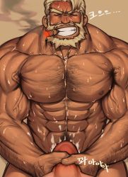 Rule 34 | 2boys, abs, arm hair, bara, beard, blush, chest hair, cigar, completely nude, cum, cum in mouth, cum on body, cum on male, cum on pectorals, dark-skinned male, dark skin, deepthroat, dobito mn, facial hair, fellatio, forked eyebrows, from above, grin, hairy, highres, large pectorals, light brown hair, male focus, mature male, multiple boys, muscular, muscular male, navel, navel hair, neck grab, nipples, nude, oral, original, pectorals, short hair, sideburns, smile, smoke, smoking, solo focus, stomach, thick eyebrows, torogao, veins, yaoi