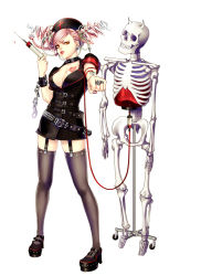 Rule 34 | 1girl, bad id, bad pixiv id, biscology, blood, drill hair, intravenous drip, legs, nurse, original, short hair, skeleton, solo, syringe, thighhighs, twintails, yellow eyes