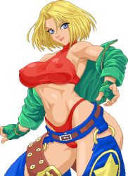 Rule 34 | 1girl, blue mary, breasts, covered erect nipples, fatal fury, large breasts, lowres, navel, the king of fighters, thong, warner