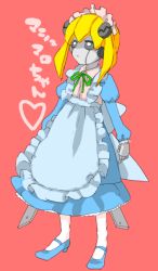 Rule 34 | android, blonde hair, heart, lil miss marshmallow, maid, mother (game), mother 3, ms. marshmallow, nintendo, no humans, non-humanoid robot, ribbon, robot, solid eyes, solo