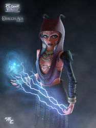 Rule 34 | 1girl, 2010, ahsoka tano, alien, armor, bracelet, breasts, colored skin, cosplay, dark background, dragon age, dragon age: origins, energy ball, facial tattoo, feet out of frame, fingerless gloves, fog, force lightning, forehead protector, gloves, hat, hat ornament, jedi, jewelry, leather, lightning, looking at viewer, magic, master-cyrus, midriff peek, morrigan (dragon age), necklace, orange skin, pauldrons, shoulder armor, sideboob, single bare shoulder, single pauldron, sith, skirt, star wars, star wars: the clone wars, tattoo, togruta