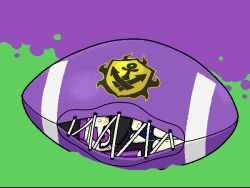 Rule 34 | 1girl, apc (bn0407), ball, beanie, black hat, blush, commentary, green background, hat, in ball, inkling, inkling girl, inkling player character, mask, mini person, minigirl, moon ball, mouth mask, nintendo, one-piece swimsuit, poke ball, purple background, purple eyes, purple hair, solo, splatoon (series), swimsuit, thick eyebrows, two-tone background
