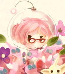 Rule 34 | 1girl, b spa gyoreva, bad id, bad pixiv id, brittany (pikmin), glasses, helmet, nintendo, open mouth, pikmin (creature), pikmin (series), pikmin 3, pink hair, pointy ears, spacesuit