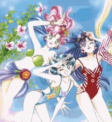 Rule 34 | 1990s (style), bishoujo senshi sailor moon, flower, hino rei, kino makoto, mizuno ami, sarong, swimsuit