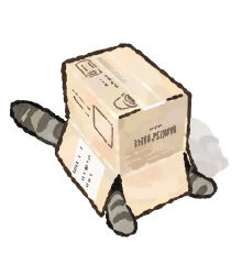 animal_focus artist_name box cardboard_box cat gentlecat highres in_box in_container no_humans original photo-referenced simple_background sitting twitter_username watermark white_background