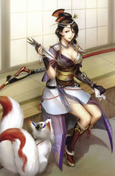 Rule 34 | 1girl, black hair, breasts, cleavage, highres, large breasts, nagi (toukiden), toukiden