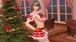 Rule 34 | 1girl, 3d, breasts, christmas, dead or alive, dead or alive xtreme venus vacation, green hair, midriff, official art, tagme, tamaki (doa)