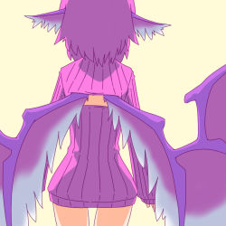 Rule 34 | 1girl, animal ears, back, bird wings, cleavage cutout, clothing cutout, from behind, kakinoki mikan (kari), long sleeves, meme attire, mystia lorelei, naked sweater, open-chest sweater, pink hair, ribbed sweater, sketch, solo, sweater, thigh gap, touhou, wardrobe error, wings, you&#039;re doing it wrong