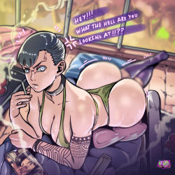 Rule 34 | 2girls, akatsuki (naruto), alternate hairstyle, angry, arm tattoo, ass, bikini, black hair, breasts, cellphone, cigarette, d-art, female focus, holding face, huge ass, large breasts, looking at viewer, lying, multiple girls, naruto, naruto (series), on stomach, open mouth, phone, purple eyes, shingeki no kyojin, short hair, smoking, swimsuit, talking, tattoo, tongue, tongue out, veins