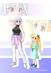 Rule 34 | 00s, alicia testarossa, bare shoulders, blonde hair, casual, dress, long hair, lyrical nanoha, mahou shoujo lyrical nanoha, mahou shoujo lyrical nanoha a&#039;s, non-web source, red eyes, reinforce, silver hair, sleeveless, sleeveless turtleneck, turtleneck