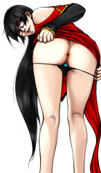 Rule 34 | 1girl, anus, arc system works, ass, bare shoulders, bent over, black hair, black panties, blazblue, blazblue: calamity trigger, china dress, chinese clothes, detached sleeves, dildo, dress, from behind, glasses, hair down, legs, litchi faye ling, long hair, nosuto, object insertion, panties, panty pull, red eyes, semi-rimless eyewear, sex toy, solo, uncensored, underwear, vaginal, vaginal object insertion
