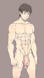 Rule 34 | 1boy, abs, bara, ichan, looking at viewer, male focus, muscular, pectorals, penis, solo, tagme, testicles