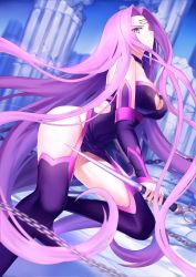 Rule 34 | 1girl, breasts, chain, fate/grand order, fate/stay night, fate (series), highres, large breasts, long hair, medusa (fate), medusa (rider) (fate), purple eyes, purple hair, very long hair, weapon