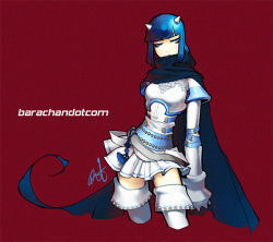 Rule 34 | 1girl, armor, armored dress, barachan, blue hair, horns, lord knight (ragnarok online), ragnarok online, red background, scarf, solo