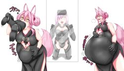 Rule 34 | 2girls, absurdres, big belly, breasts, chinese clothes, cleavage, crying, fangs, fate/grand order, fate (series), fujimaru ritsuka (male), glasses, hetero, highres, japanese text, keze, kitsune, koyanskaya (fate), mash kyrielight, multiple girls, pink hair, short hair, sideboob, swallowing, tagme, tamamo (fate), tears, thick thighs, thighs, vore, yellow eyes