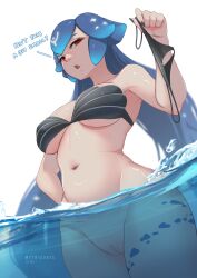 Rule 34 | 1girl, :o, absurdres, adapted costume, annoyed, armpits, artist name, bao (vtuber), bao (vtuber) (1st costume), bikini, unworn bikini bottom, black bikini, blue hair, blue nails, blurry, blush, body markings, breasts, chestnut mouth, cleft of venus, commentary, cowboy shot, depth of field, dutch angle, english commentary, english text, female focus, fingernails, from below, gradient hair, half-closed eyes, hand on own hip, hand up, highres, holding, holding clothes, holding swimsuit, huge filesize, indie virtual youtuber, large breasts, long fingernails, long hair, looking at viewer, low twintails, multicolored hair, myth1carts, nail polish, navel, nipples, nude, open mouth, outdoors, partially submerged, partially underwater shot, patreon logo, pixiv logo, pussy, red eyes, simple background, solo, standing, streaked hair, swimsuit, thick thighs, thighs, thong bikini, twintails, twitter logo, uncensored, v-shaped eyebrows, variant set, very long hair, virtual youtuber, water, whale girl, white background, wide hips