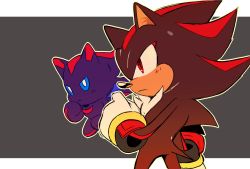 Rule 34 | 1boy, 1other, ambiguous gender, animal ears, blush, chao (sonic), commentary, english commentary, furry, furry male, gloves, hedgehog, highres, looking at viewer, male focus, red eyes, shadow the hedgehog, solo focus, sonic (series), stellarspin, tail, wings
