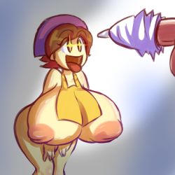 Rule 34 | + +, 1girl, apron, breasts, brown eyes, brown hair, cooking mama, fupoo, gigantic breasts, hat, inverted nipples, leaning forward, mama (cooking mama), naked apron, nipples, nude, open mouth, short hair, standing, tongue, tongue out, uncensored