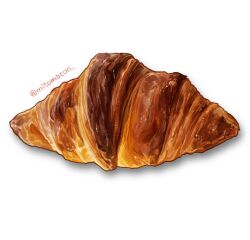 Rule 34 | absurdres, artist name, croissant, food, food focus, highres, mitomaton, no humans, original, realistic, simple background, still life, twitter username, white background