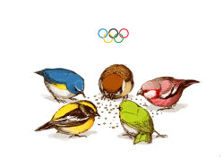 Rule 34 | 2014 winter olympics, animal focus, bad id, bad pixiv id, bird, food, hscatter, no humans, olympics, original, simple background, sparrow, white background