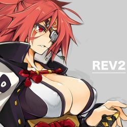 Rule 34 | 10mo, 1girl, ahoge, baiken, breasts, cleavage, guilty gear, guilty gear xrd, japanese clothes, kimono, large breasts, long hair, mouth hold, one-eyed, open clothes, open kimono, pink eyes, pink hair, ponytail, samurai, scar, scar across eye, scar on face, solo, stalk in mouth, tattoo