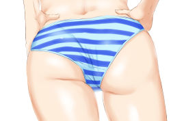 Rule 34 | 1girl, ass, ass focus, close-up, from behind, hands on own hips, niwatazumi, original, panties, sketch, solo, striped clothes, striped panties, underwear
