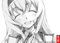Rule 34 | 10s, 1girl, ^ ^, cecilia alcott, closed eyes, closed eyes, female focus, gofu, greyscale, head tilt, infinite stratos, monochrome, sketch, solo, spot color, traditional media, white background