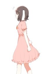 Rule 34 | 1girl, animal ears, arms at sides, blouse, brown hair, carrot, carrot necklace, clenched hand, cowboy shot, inaba tewi, jewelry, necklace, nekoze, pendant, profile, rabbit ears, rabbit girl, rabbit tail, red eyes, shirt, short hair, simple background, skirt, skirt set, solo, tail, touhou, white background