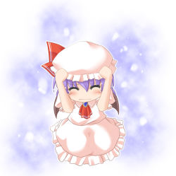 Rule 34 | 1girl, bad id, bad pixiv id, bat wings, blush, charisma guard, chibi, cowering, exe (artist), female focus, hat, lowres, purple hair, remilia scarlet, ribbon, scared, short hair, solo, squatting, touhou, wings, xe (execut3r)