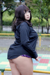 Rule 34 | 1girl, asian, ass, chouzuki maryou, cosplay, glasses, highres, hip focus, huge ass, idumi hoshi, idumi hoshi (cosplay), little mermaid alone, photo (medium), solo, thick thighs, thighs, wide hips