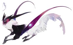 Rule 34 | animal feet, animal focus, creature, feathers, full body, highres, kamikiririp, multicolored feathers, multicolored tail, no humans, original, solo, tail, white background, white feathers, white tail, winged arms, wings, yellow eyes