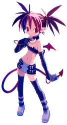 Rule 34 | 00s, 1girl, bat wings, demon girl, disgaea, elbow gloves, etna (disgaea), gloves, harada takehito, makai senki disgaea, makai senki disgaea 2, miniskirt, red hair, skirt, solo, tail, thighhighs, twintails, wings