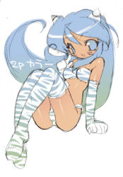 Rule 34 | altcolor, alternate color, animal print, blade (galaxist), cone horns, horns, lowres, lum, solo, striped, thighhighs, tiger print, urusei yatsura