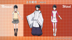 Rule 34 | 18if, bodysuit, character sheet, dual persona, kamikawa natsuki, official art, onmyouji, school uniform