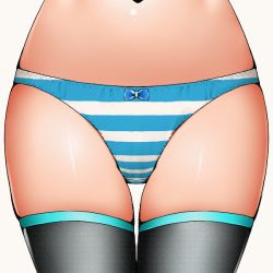 Rule 34 | animated, animated gif, dr rex, hatsune miku, panties, pantyshot, simple background, solo, striped clothes, striped panties, thighhighs, underwear, vocaloid, white background