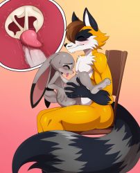 Rule 34 | 1boy, 1girl, animal ears, ass, blush, body fur, breasts, chair, closed eyes, cross-section, cum, cum in pussy, curvy, disney, ejaculation, eric lowery, fox, furry, grabbing, hetero, internal cumshot, judy hopps, moaning, nude, penis, rabbit, saliva, sex, sitting, straddling, sweat, tail, tongue, tongue out, upright straddle, vaginal, zootopia